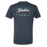 Blueline Rod & Reel T-Shirt in Midnight Navy with vintage fishing graphic – back view