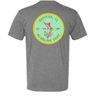 Blueline Marlin T-Shirt in Dark Grey Heather with Jupiter FL marlin badge graphic – back view