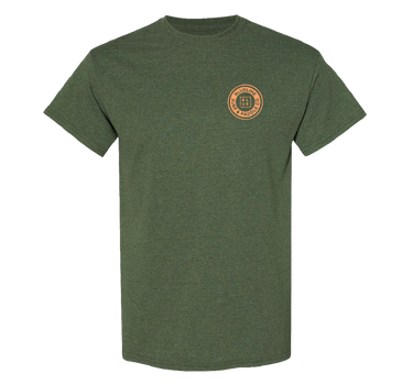 Blueline Vintage Circle T-Shirt in green, orange logo front view