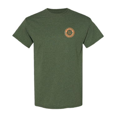 Blueline Vintage Circle T-Shirt in green, orange logo front view