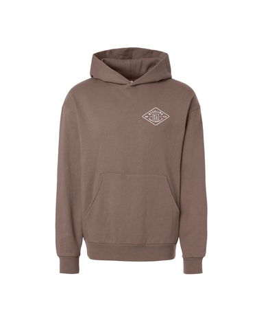 Brown hoodie with a diamond blueline logo on the chest