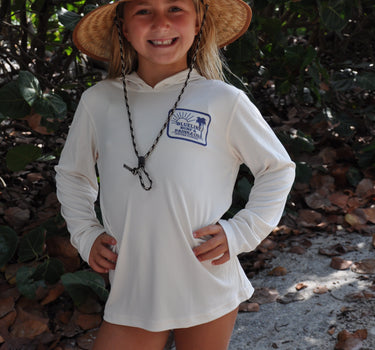 Blueline Rectangle Palm Kids UV Hoody - Sandbar