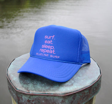 Blueline Surf Eat Sleep Repeat Trucker Hat – Navy / Pink