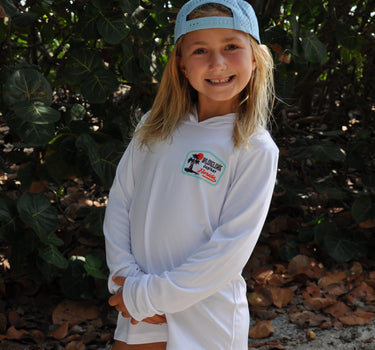 Blueline Rectangle Palm Kids UV Hoody - White
