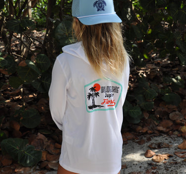 Blueline Rectangle Palm Kids UV Hoody - White