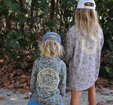 Blueline OG Logo Kids UV Long Sleeve – Heather Green Camo