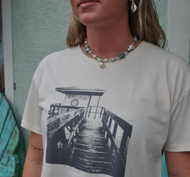 W. Lifeguard Tower Crop T-Shirt Ecru