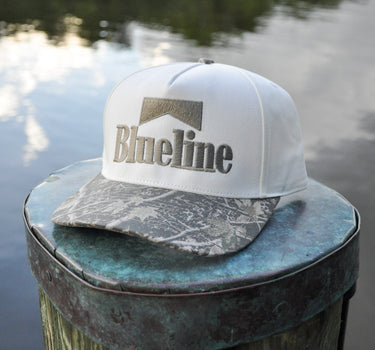 Blueline Five Panel Twill Hat White / Camo