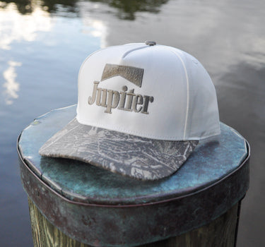 Jupiter Five Panel Twill Hat White / Camo