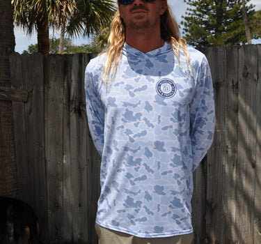 Blueline OG Circle UV Sun Hoodie – Heather Blue Camo