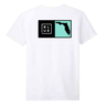 Florida Box T-Shirt in Washed White with black and seafoam state outline graphic – back view