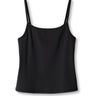 Outerknown Sojourn Ribbed Crop Tank Top in Washed Black, front view. 