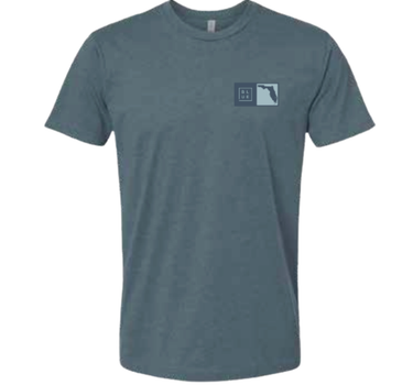 Slate Blue Florida Box T-Shirt with minimalist front logo – front view