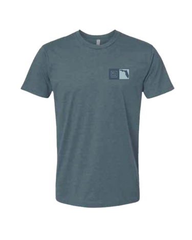 Slate Blue Florida Box T-Shirt with minimalist front logo – front view
