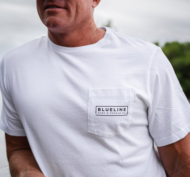 Front Left Chest pocket t-shirt Vineyard Vines and Blueline Surf and Paddle Co. 