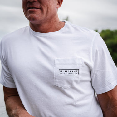 Front Left Chest pocket t-shirt Vineyard Vines and Blueline Surf and Paddle Co. 