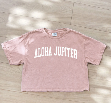 Oat Collective Aloha Jupiter Women’s Crop Tee – Soft Pink