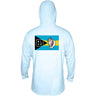 Bahamas Conch UV Hood Sky Blue lightweight performance sun hoodie featuring Bahamas inspired artwork for boating island adventures and beach days