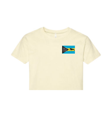 Cream Bahamas Lobster Women’s Crop Tee from Blueline Surf & Paddle Co. - front