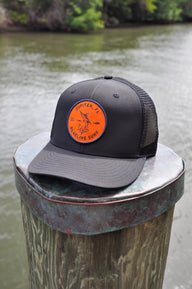Black marlin performance snapback hat designed for fishing boating and beach days in Jupiter Florida