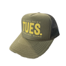 The official Blueline 2026 TNRL See You Next Tuesday Foam Hat in the surf shop in Jupiter, Florida, featuring the limited-edition race league graphic front panel and breathable mesh backing.