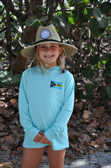 Blueline Bahamas Lobster Kids' UV Sun Hoodie, lifestyle photo 3