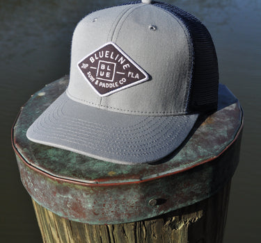 Blueline diamond canvas hat in quarry and navy photographed in Jupiter Florida