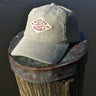 Blueline diamond corduroy hat in agave cream with maroon patch photographed in Jupiter Florida