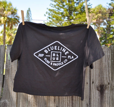 Blueline Diamond crop t-shirt in coal with white back logo