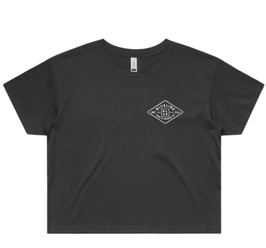 Blueline Diamond crop t-shirt coal front view with chest logo