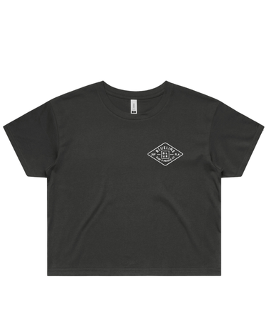 Blueline Diamond crop t-shirt coal front view with chest logo