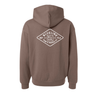 Clay-colored Blueline pullover hoodie with white diamond logo displayed on a white background