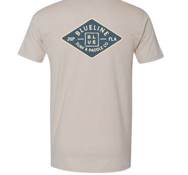 Back of the Blueline Diamond Logo T-Shirt in Ivory with a clean solid-color design.