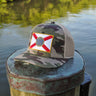 Blueline Florida Flag Performance Hat in Army Camo with breathable perforated side panels and embroidered Florida flag patch.