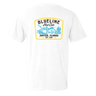 Back of the Blueline Hogfish Hunt Club T-Shirt in white featuring original Hogfish Hunt Club artwork inspired by Florida spearfishing and offshore adventures.