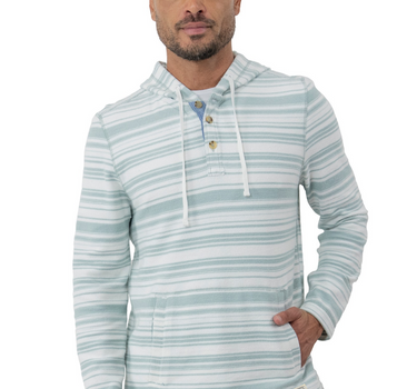 Blueline ID Ramblin Terry Hoodie in Mint stripe