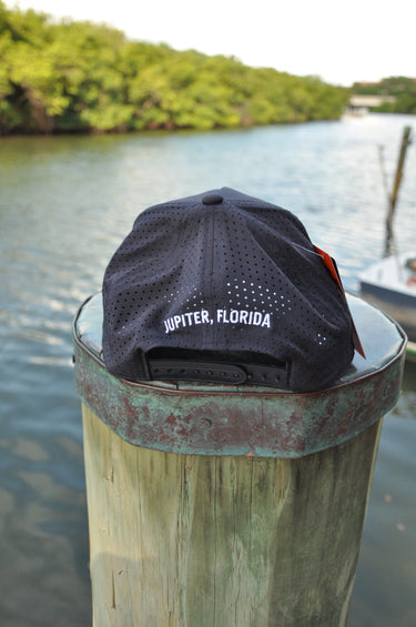 Rear view of Blueline Kids Surfboard Tech Hat showing adjustable snapback closure and lightweight Tech construction.