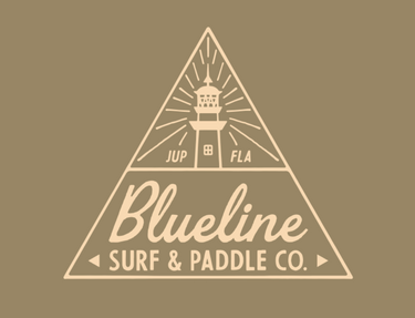Blueline Surf & Paddle lighthouse triangle logo in natural print