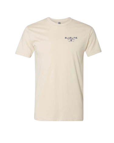Front view of the Blueline Marlin Cowgirl T-Shirt in natural featuring the Blueline Surf & Paddle Co. logo on the left chest. Designed in Jupiter, Florida.
