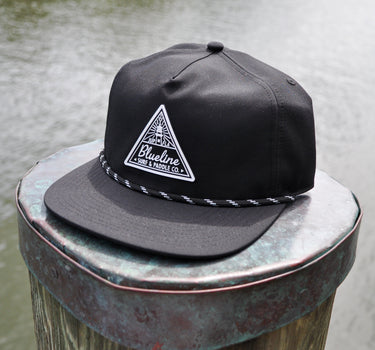 Lightweight black performance rope hat designed for fishing boating and surfing in Jupiter Florida