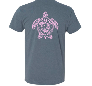 Back of the Blueline Turtle T-Shirt in Indigo with a clean solid-color design.