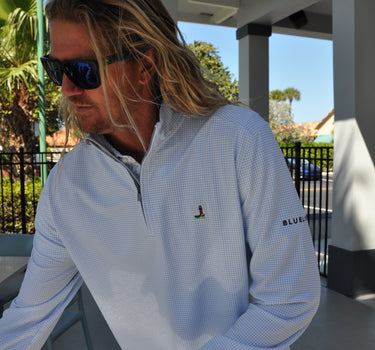 Men’s Blueline Vineyard Vines collaboration quarter zip pullover lifestyle photo