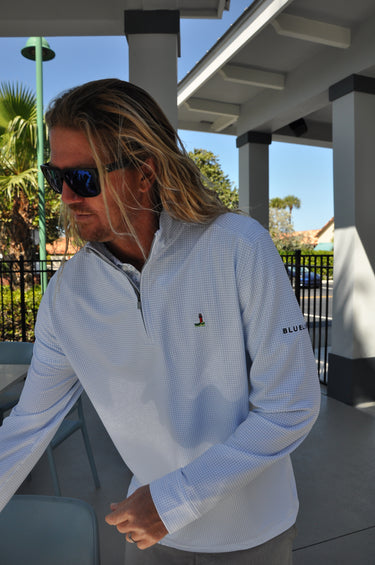Men’s Blueline Vineyard Vines collaboration quarter zip pullover lifestyle photo