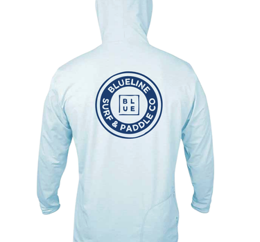  Blueline Vintage Circle Low Pro Tech Sun Hoody in Sky delivers lightweight protection with technical performance. Built using ANETIK’s Low Pro performance fabric, this men’s sun hoodie is engineered for paddling, surfing, fishing, and long days on the water. 