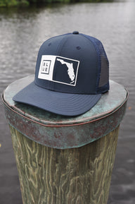 Florida Box Hat in Navy/Navy with white patch