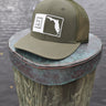 Florida Box Performance Hat in olive featuring the signature Florida Box patch and lightweight UV Lite performance construction.
