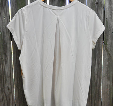 Back of the Blueline Women's Eden Short Sleeve Shirt in Stone
