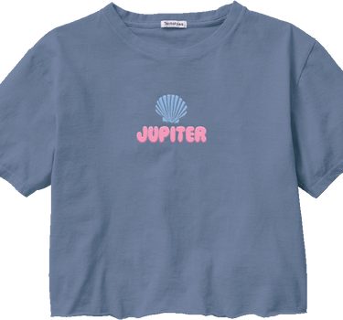 Jupiter Shells Women's Cropped Tee in Blue, view 2