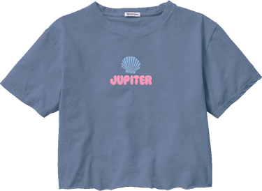 Jupiter Shells Women's Cropped Tee in Blue, view 2