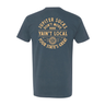Jupiter Sucks collab t-shirt indigo with small front logo by Blueline Surf and Paddle in Jupiter Florida